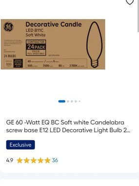 GE Decorative Candle LED B11C Soft White Bulb - 24 bulbs